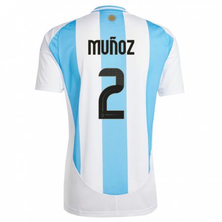 Kandiny Lapset Argentiina Luana Munoz #2 Valkoinen Sininen Kotipaita 24-26 Lyhythihainen Paita T-Paita