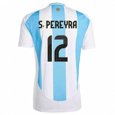 Kandiny Lapset Argentiina Solana Pereyra #12 Valkoinen Sininen Kotipaita 24-26 Lyhythihainen Paita T-Paita
