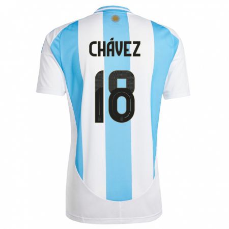 Kandiny Lapset Argentiina Gabriela Chavez #18 Valkoinen Sininen Kotipaita 24-26 Lyhythihainen Paita T-Paita