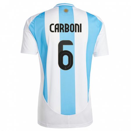 Kandiny Lapset Argentiina Franco Carboni #6 Valkoinen Sininen Kotipaita 24-26 Lyhythihainen Paita T-Paita