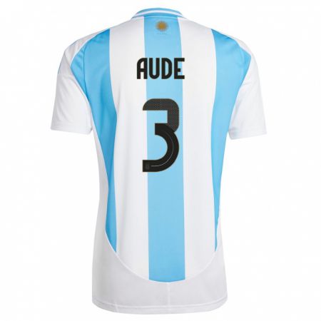 Kandiny Lapset Argentiina Julian Aude #3 Valkoinen Sininen Kotipaita 24-26 Lyhythihainen Paita T-Paita