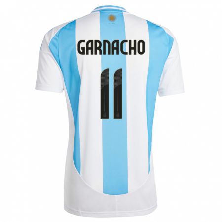 Kandiny Lapset Argentiina Alejandro Garnacho #11 Valkoinen Sininen Kotipaita 24-26 Lyhythihainen Paita T-Paita