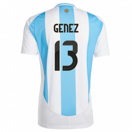 Kandiny Lapset Argentiina Nahuel Genez #13 Valkoinen Sininen Kotipaita 24-26 Lyhythihainen Paita T-Paita