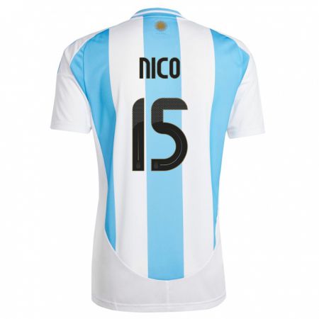 Kandiny Lapset Argentiina Nico  #15 Valkoinen Sininen Kotipaita 24-26 Lyhythihainen Paita T-Paita