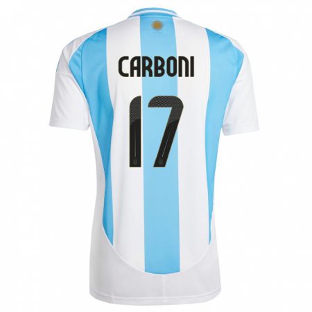 Kandiny Lapset Argentiina Valentin Carboni #17 Valkoinen Sininen Kotipaita 24-26 Lyhythihainen Paita T-Paita