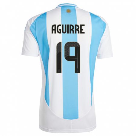 Kandiny Lapset Argentiina Brian Aguirre #19 Valkoinen Sininen Kotipaita 24-26 Lyhythihainen Paita T-Paita