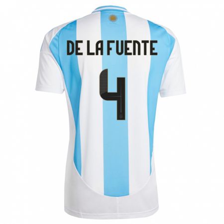 Kandiny Lapset Argentiina Hernan De La Fuente #4 Valkoinen Sininen Kotipaita 24-26 Lyhythihainen Paita T-Paita