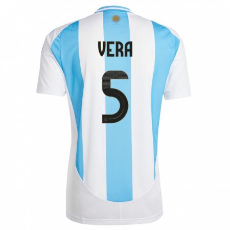 Kandiny Lapset Argentiina Fausto Vera #5 Valkoinen Sininen Kotipaita 24-26 Lyhythihainen Paita T-Paita