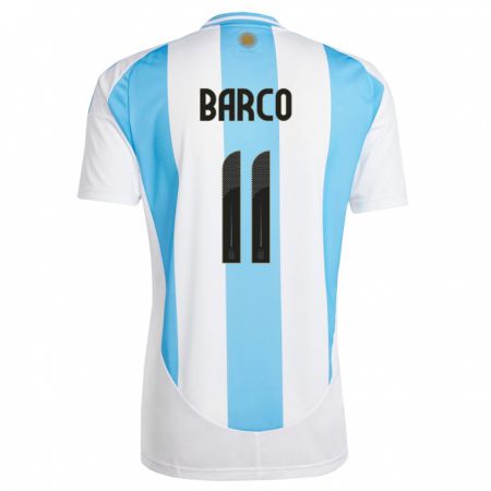 Kandiny Lapset Argentiina Ezequiel Barco #11 Valkoinen Sininen Kotipaita 24-26 Lyhythihainen Paita T-Paita