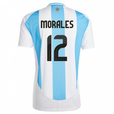Kandiny Lapset Argentiina Lautaro Morales #12 Valkoinen Sininen Kotipaita 24-26 Lyhythihainen Paita T-Paita