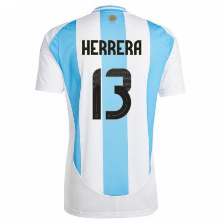 Kandiny Lapset Argentiina Marcelo Herrera #13 Valkoinen Sininen Kotipaita 24-26 Lyhythihainen Paita T-Paita