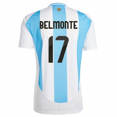 Kandiny Lapset Argentiina Tomas Belmonte #17 Valkoinen Sininen Kotipaita 24-26 Lyhythihainen Paita T-Paita