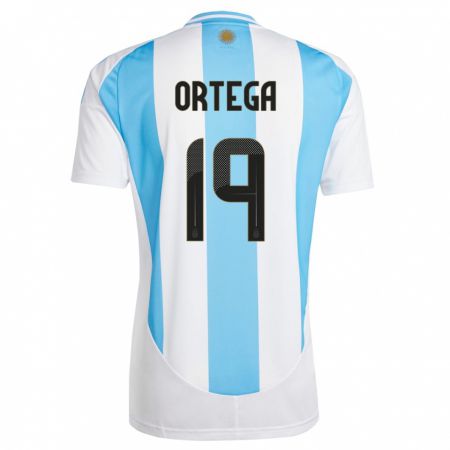 Kandiny Lapset Argentiina Francisco Ortega #19 Valkoinen Sininen Kotipaita 24-26 Lyhythihainen Paita T-Paita