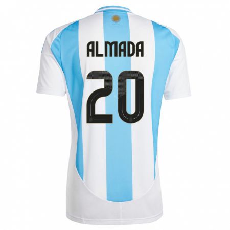 Kandiny Lapset Argentiina Thiago Almada #20 Valkoinen Sininen Kotipaita 24-26 Lyhythihainen Paita T-Paita