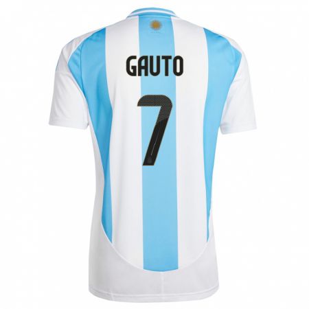 Kandiny Lapset Argentiina Juan Gauto #7 Valkoinen Sininen Kotipaita 24-26 Lyhythihainen Paita T-Paita