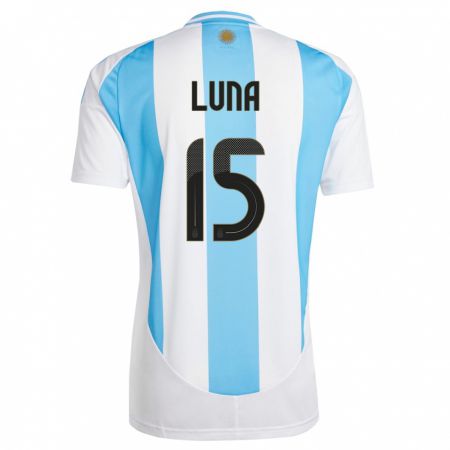 Kandiny Lapset Argentiina Alex Luna #15 Valkoinen Sininen Kotipaita 24-26 Lyhythihainen Paita T-Paita