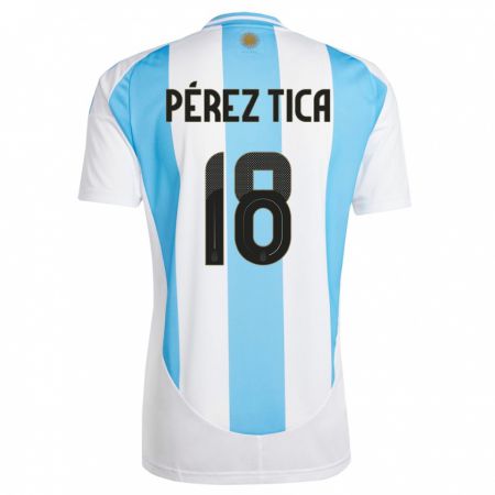 Kandiny Lapset Argentiina Jeremias Perez Tica #18 Valkoinen Sininen Kotipaita 24-26 Lyhythihainen Paita T-Paita