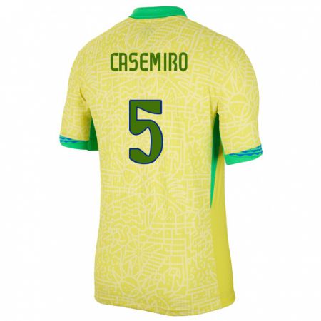 Kandiny Lapset Brasilia Casemiro #5 Keltainen Kotipaita 24-26 Lyhythihainen Paita T-Paita