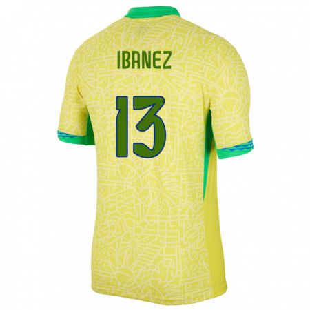 Kandiny Lapset Brasilia Roger Ibanez #13 Keltainen Kotipaita 24-26 Lyhythihainen Paita T-Paita