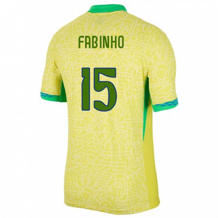 Kandiny Lapset Brasilia Fabinho #15 Keltainen Kotipaita 24-26 Lyhythihainen Paita T-Paita