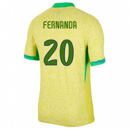 Kandiny Lapset Brasilia Fernanda Palermo #20 Keltainen Kotipaita 24-26 Lyhythihainen Paita T-Paita