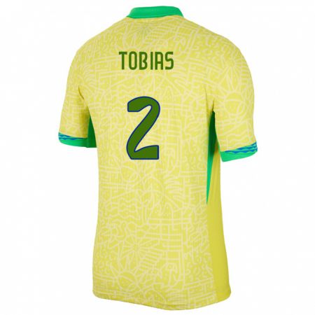 Kandiny Lapset Brasilia Vinicius Tobias #2 Keltainen Kotipaita 24-26 Lyhythihainen Paita T-Paita
