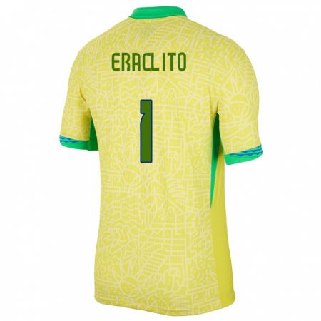 Kandiny Lapset Brasilia Marcelo Eraclito #1 Keltainen Kotipaita 24-26 Lyhythihainen Paita T-Paita