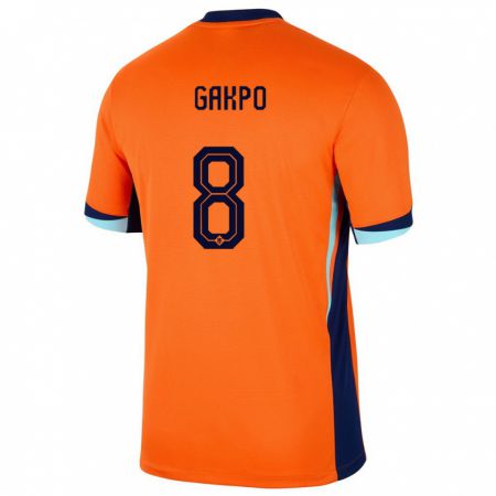 Kandiny Lapset Alankomaat Cody Gakpo #8 Oranssi Kotipaita 24-26 Lyhythihainen Paita T-Paita