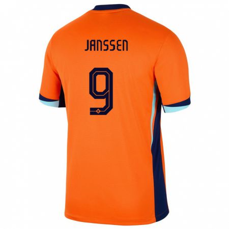 Kandiny Lapset Alankomaat Vincent Janssen #9 Oranssi Kotipaita 24-26 Lyhythihainen Paita T-Paita