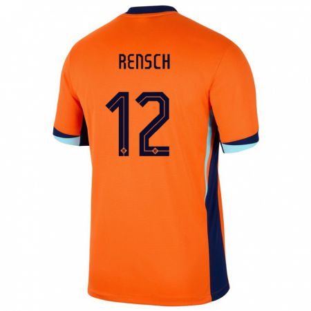 Kandiny Lapset Alankomaat Devyne Rensch #12 Oranssi Kotipaita 24-26 Lyhythihainen Paita T-Paita