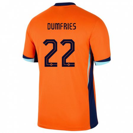 Kandiny Lapset Alankomaat Denzel Dumfries #22 Oranssi Kotipaita 24-26 Lyhythihainen Paita T-Paita