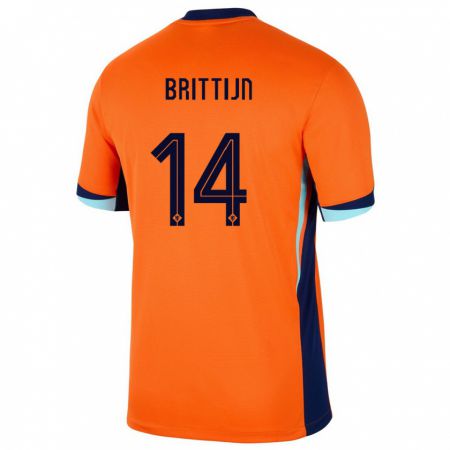 Kandiny Lapset Alankomaat Philip Brittijn #14 Oranssi Kotipaita 24-26 Lyhythihainen Paita T-Paita
