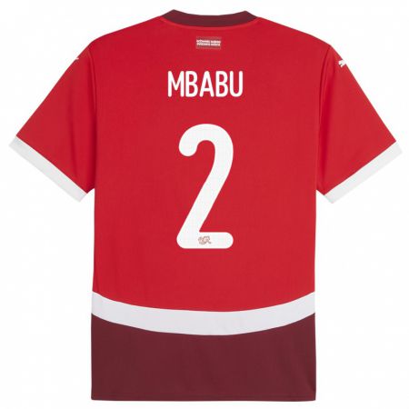 Kandiny Lapset Sveitsi Kevin Mbabu #2 Punainen Kotipaita 24-26 Lyhythihainen Paita T-Paita