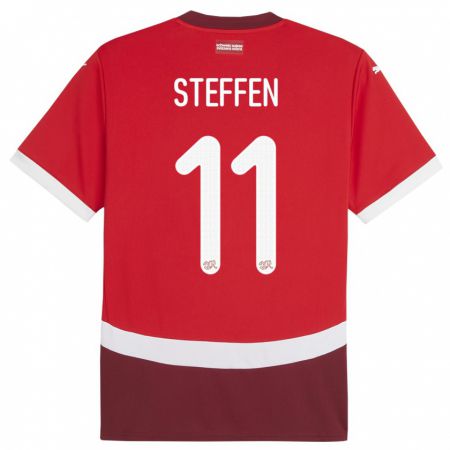 Kandiny Lapset Sveitsi Renato Steffen #11 Punainen Kotipaita 24-26 Lyhythihainen Paita T-Paita