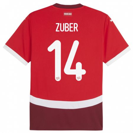 Kandiny Lapset Sveitsi Steven Zuber #14 Punainen Kotipaita 24-26 Lyhythihainen Paita T-Paita