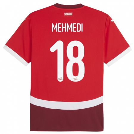 Kandiny Lapset Sveitsi Admir Mehmedi #18 Punainen Kotipaita 24-26 Lyhythihainen Paita T-Paita