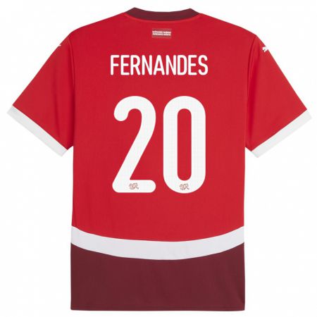 Kandiny Lapset Sveitsi Edimilson Fernandes #20 Punainen Kotipaita 24-26 Lyhythihainen Paita T-Paita