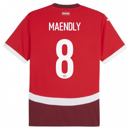 Kandiny Lapset Sveitsi Sandy Maendly #8 Punainen Kotipaita 24-26 Lyhythihainen Paita T-Paita
