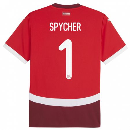 Kandiny Lapset Sveitsi Tim Spycher #1 Punainen Kotipaita 24-26 Lyhythihainen Paita T-Paita