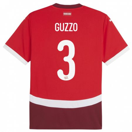 Kandiny Lapset Sveitsi Ramon Guzzo #3 Punainen Kotipaita 24-26 Lyhythihainen Paita T-Paita