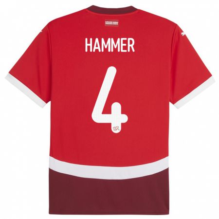 Kandiny Lapset Sveitsi Pascal Hammer #4 Punainen Kotipaita 24-26 Lyhythihainen Paita T-Paita
