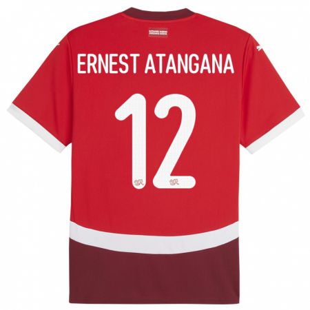 Kandiny Lapset Sveitsi Brian Ernest Atangana #12 Punainen Kotipaita 24-26 Lyhythihainen Paita T-Paita