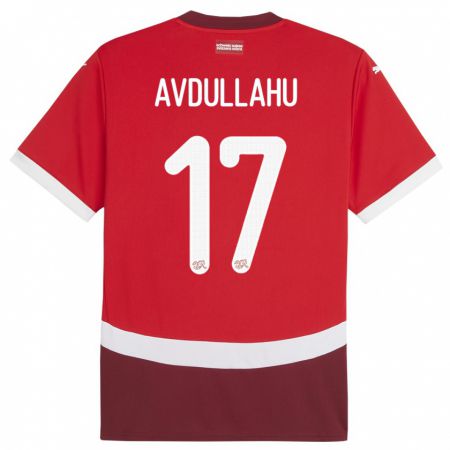 Kandiny Lapset Sveitsi Leon Avdullahu #17 Punainen Kotipaita 24-26 Lyhythihainen Paita T-Paita
