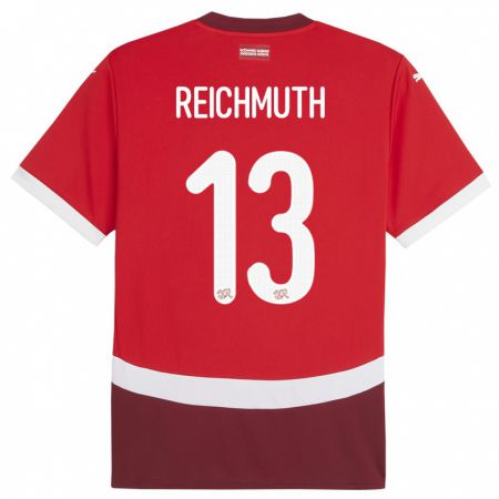 Kandiny Lapset Sveitsi Miguel Reichmuth #13 Punainen Kotipaita 24-26 Lyhythihainen Paita T-Paita
