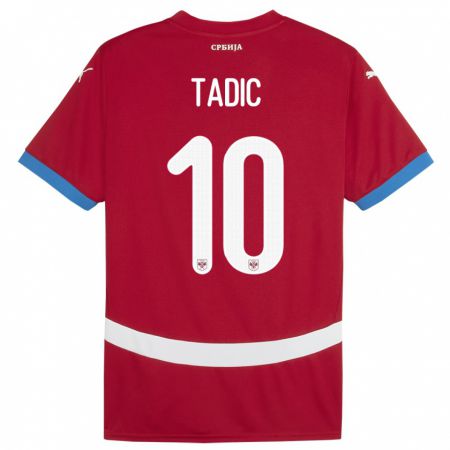 Kandiny Lapset Serbia Dusan Tadic #10 Punainen Kotipaita 24-26 Lyhythihainen Paita T-Paita
