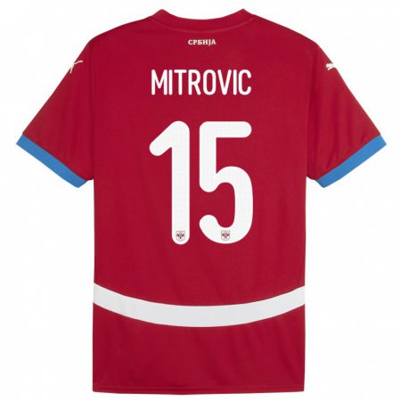 Kandiny Lapset Serbia Stefan Mitrovic #15 Punainen Kotipaita 24-26 Lyhythihainen Paita T-Paita