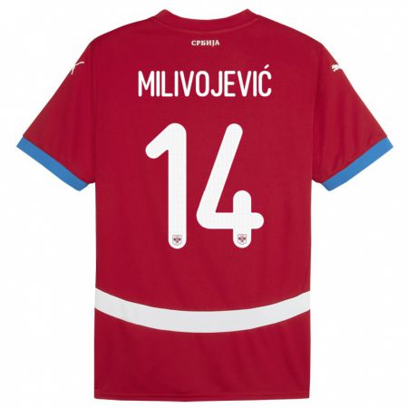 Kandiny Lapset Serbia Vesna Milivojevic #14 Punainen Kotipaita 24-26 Lyhythihainen Paita T-Paita