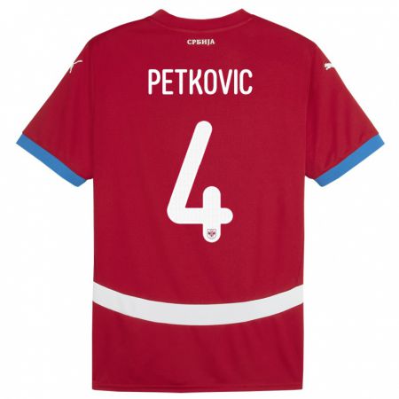 Kandiny Lapset Serbia Nikola Petkovic #4 Punainen Kotipaita 24-26 Lyhythihainen Paita T-Paita