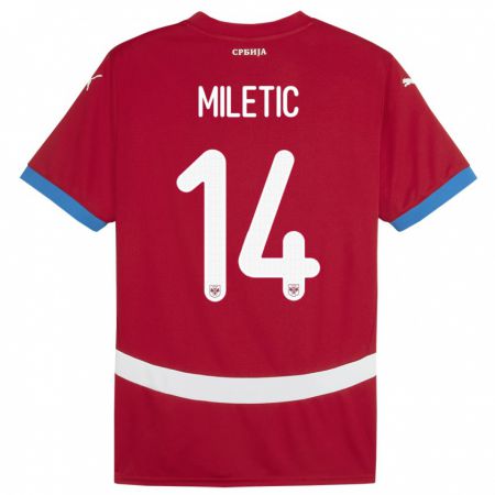 Kandiny Lapset Serbia Vladimir Miletic #14 Punainen Kotipaita 24-26 Lyhythihainen Paita T-Paita