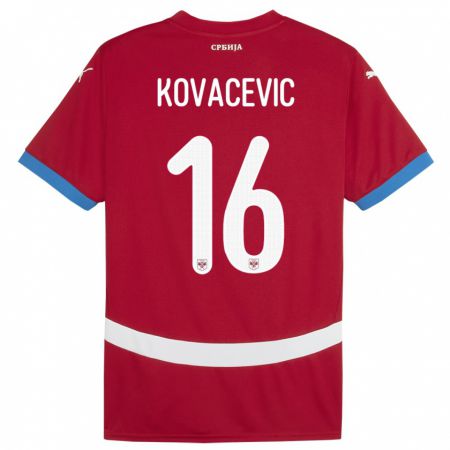 Kandiny Lapset Serbia Bojan Kovacevic #16 Punainen Kotipaita 24-26 Lyhythihainen Paita T-Paita